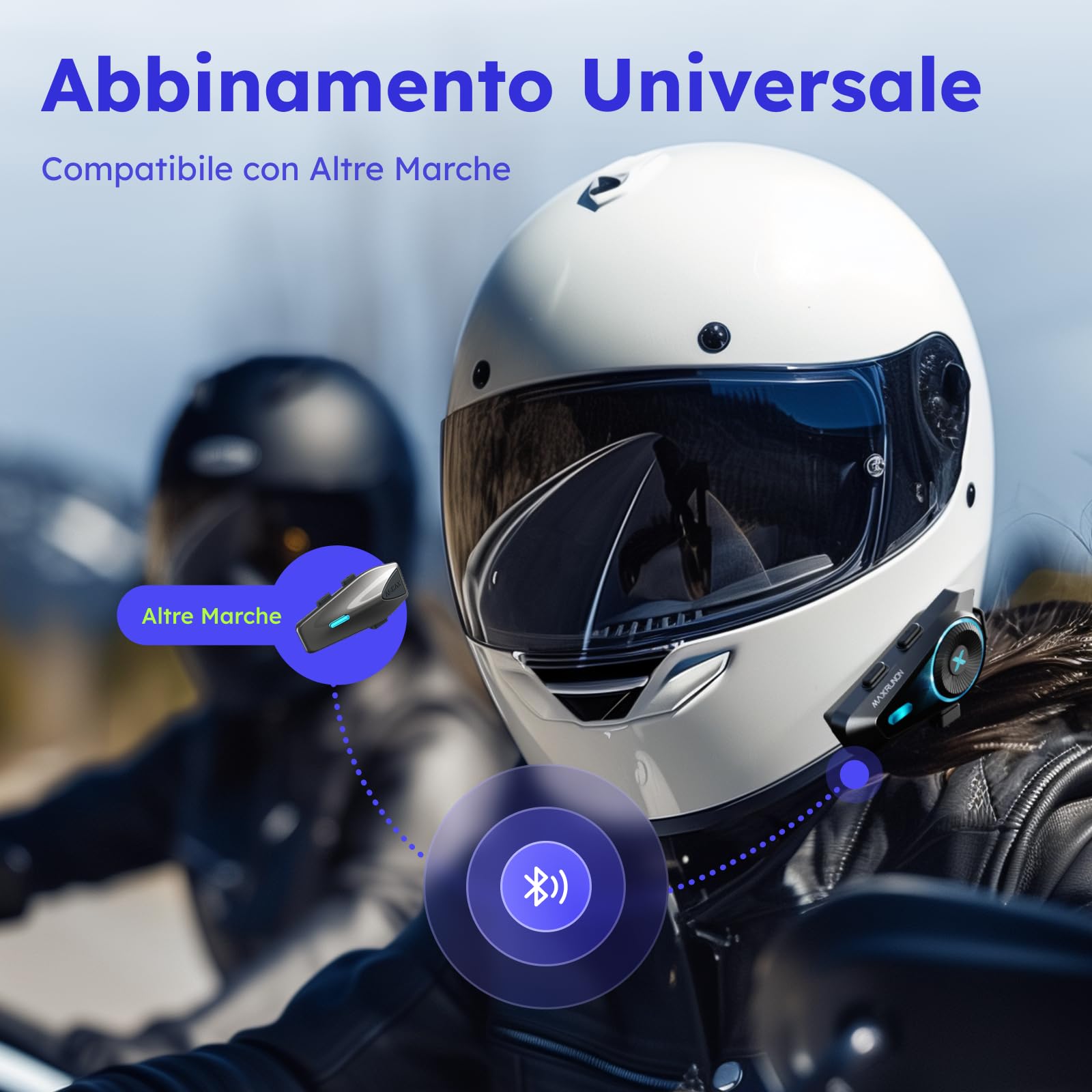 D10, cuffie Bluetooth per moto, citofono a 4 piloti, sistema di comunicazione del casco, V5.4, cancellazione del rumore ENC, controllo vocale AI, multitasking audio, radio FM, IPX7, adatto