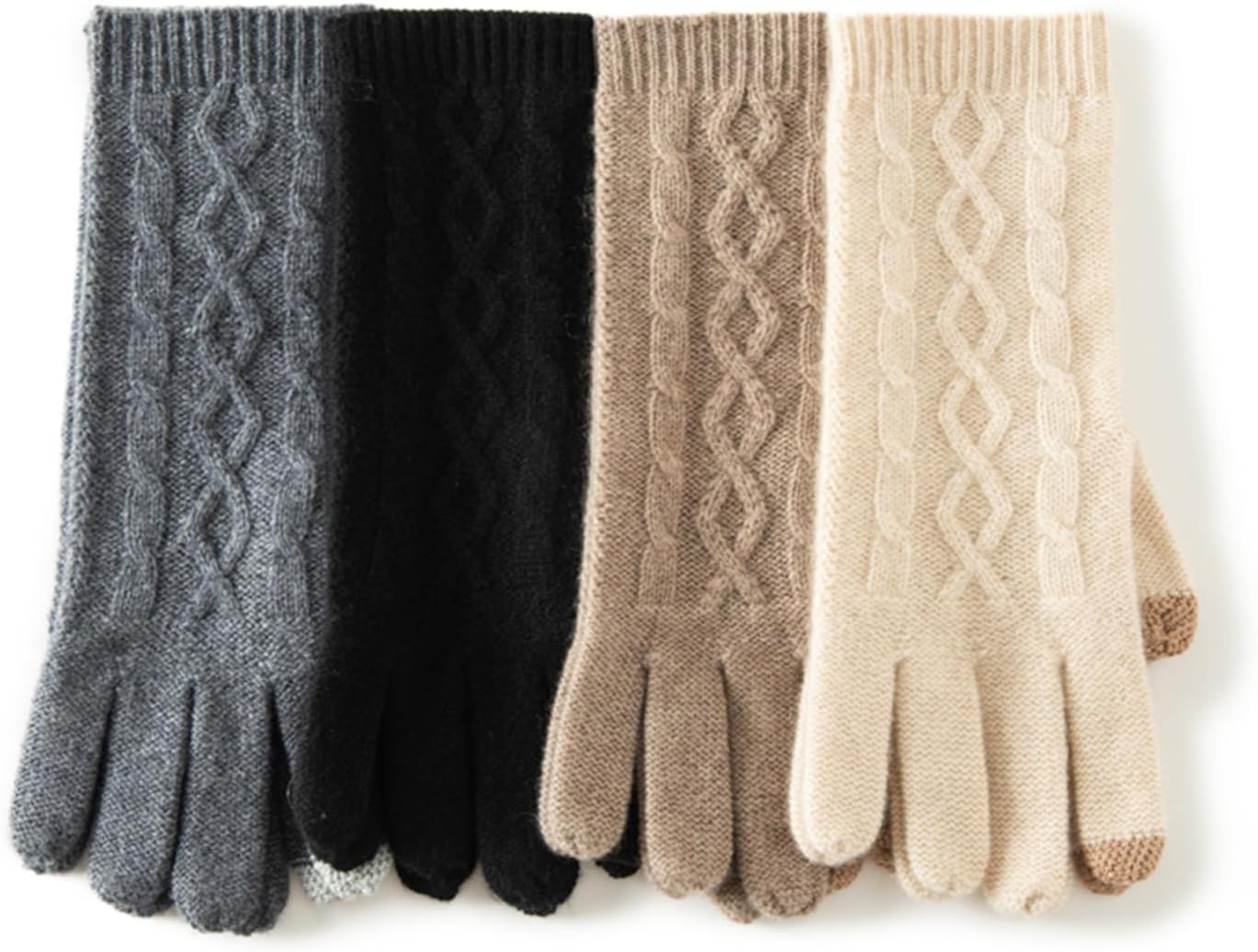 Women's Cashmere Blend Merino Wool Winter Gloves, Knitted, Ultra Soft, Ribbed Cuffs, Warmth, Touchscreen Compatible - Image 5