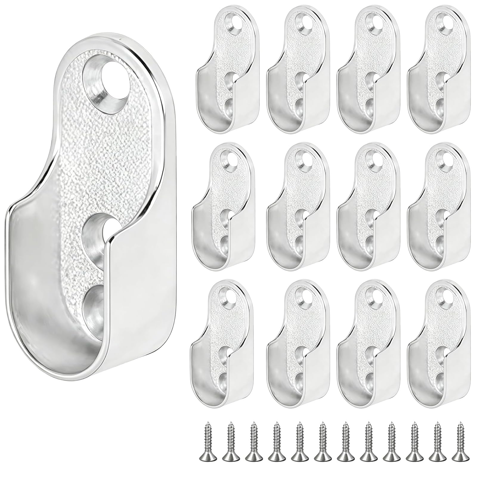 14Pcs Oval Wardrobe Rail End Supports Rail Brackets With 42 Screws Wardrobe Rails And Fittings 3 Holes Design For Reliable Support Easy Installation Versatile Use (Silver)