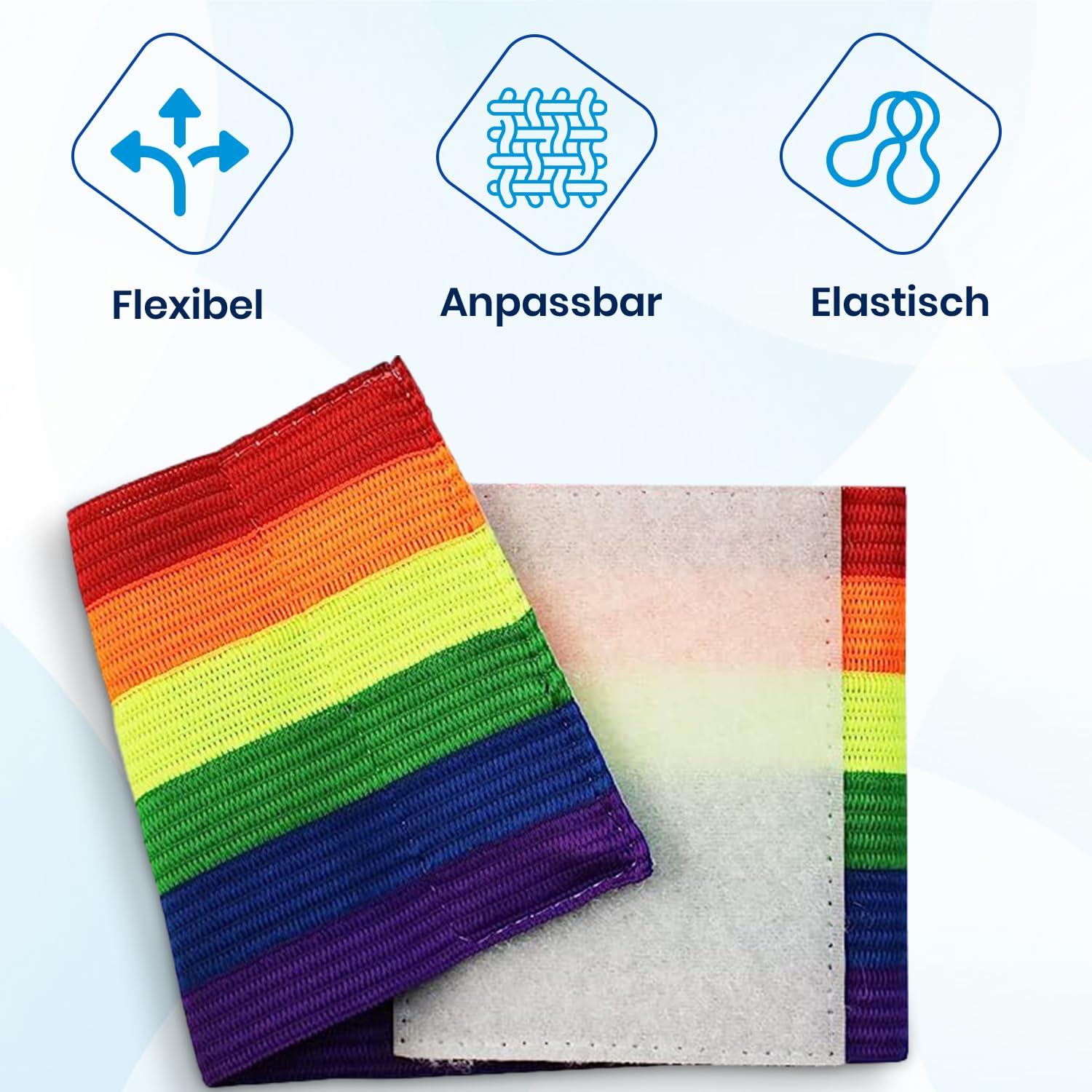 Regenbogen-Armbinde mit Klettverschluss individuell anpassbar | Rainbow Armband Kapitänsbinde Captain Spielführerbinde