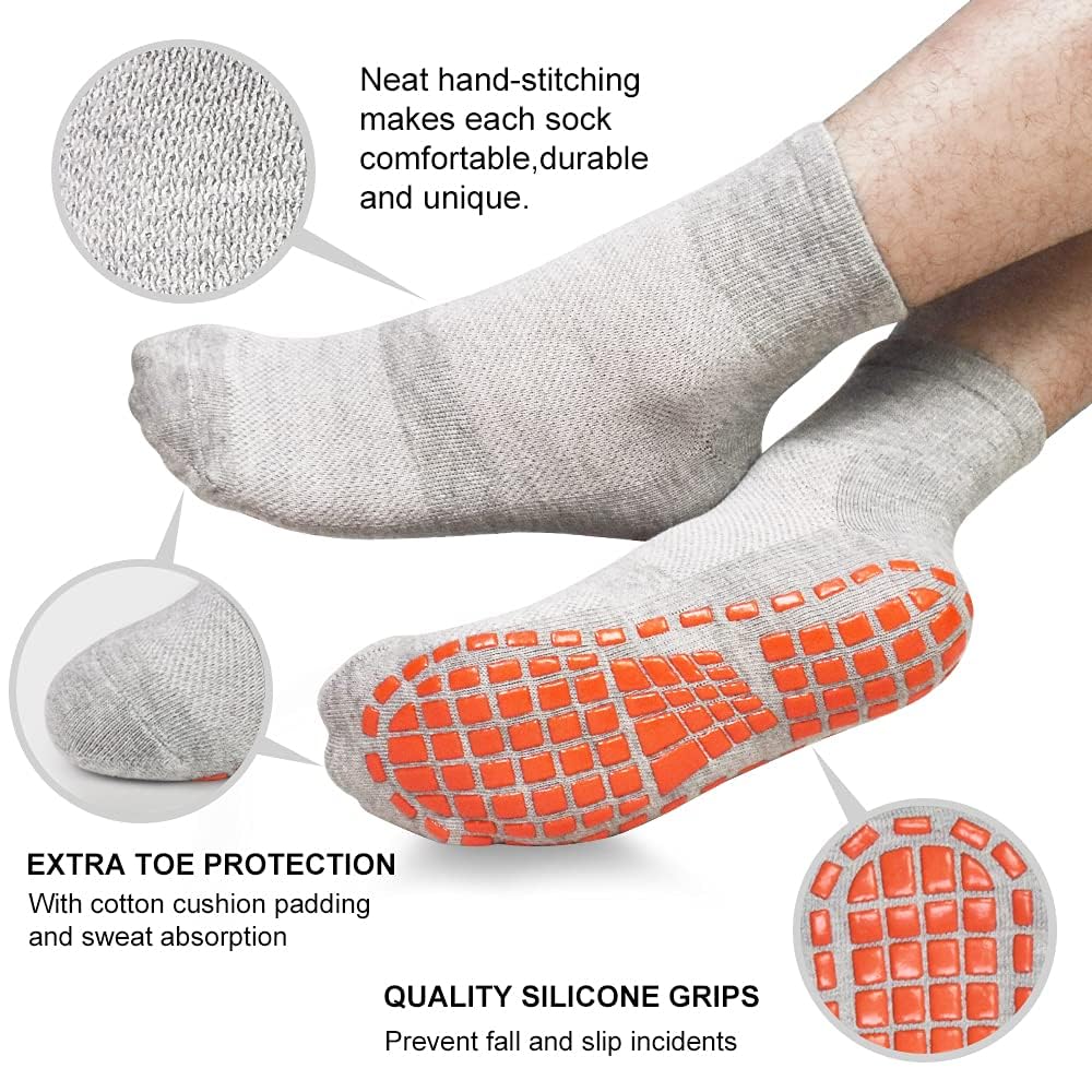 Tphon Rutschfeste Herren-Socken für Yoga, Pilates, rutschfeste Socken für Herren, 3 Stück, Hausschuhe, Krankenhaussocken für Erwachsene und ältere Menschen