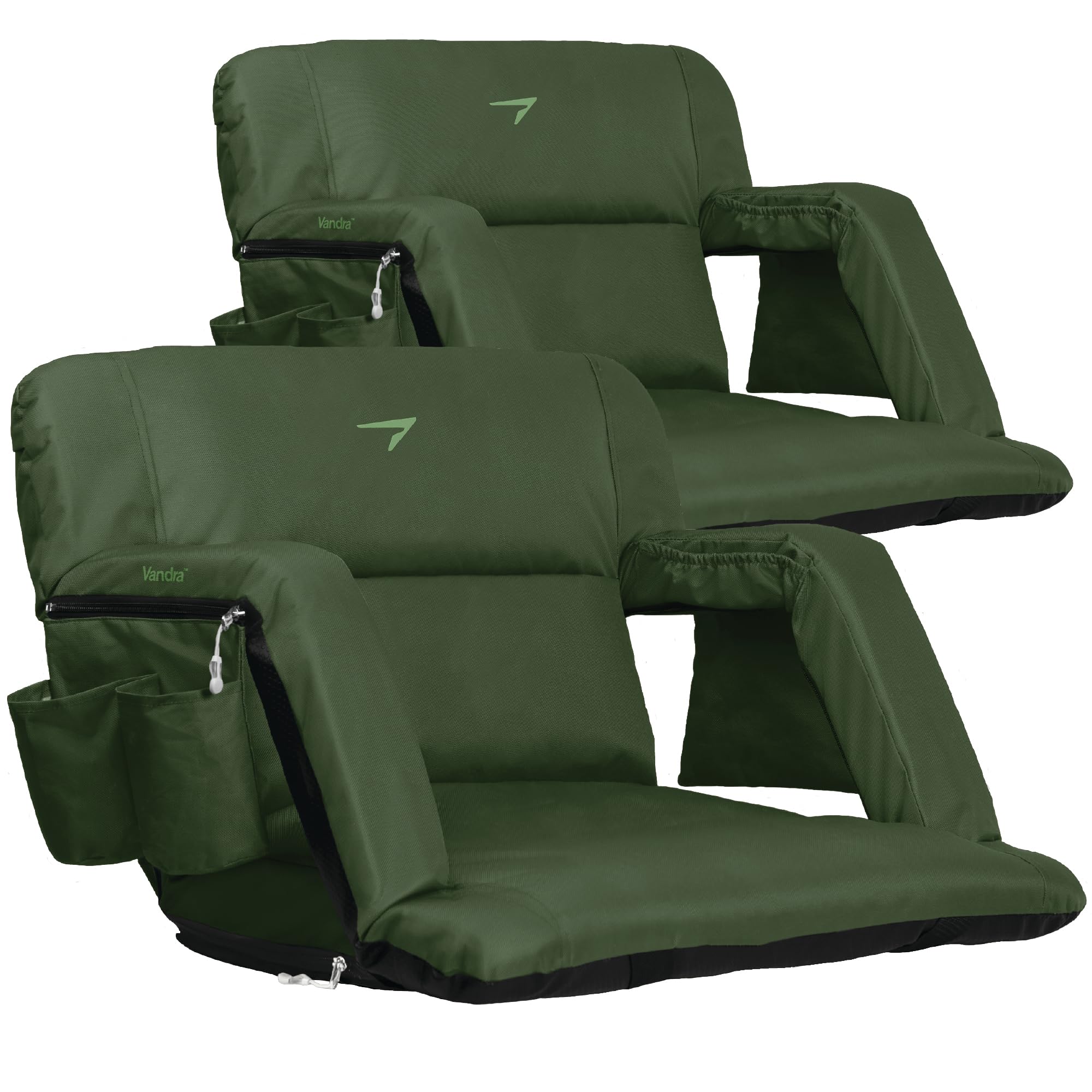 Vandra™ Arc - Scandinavian Stadium Seat with Back Support &amp; BenchLock™ - Wide Padded Bleacher Chair with Cushion &amp; Arc Recline™ Arm Rest for Bleachers