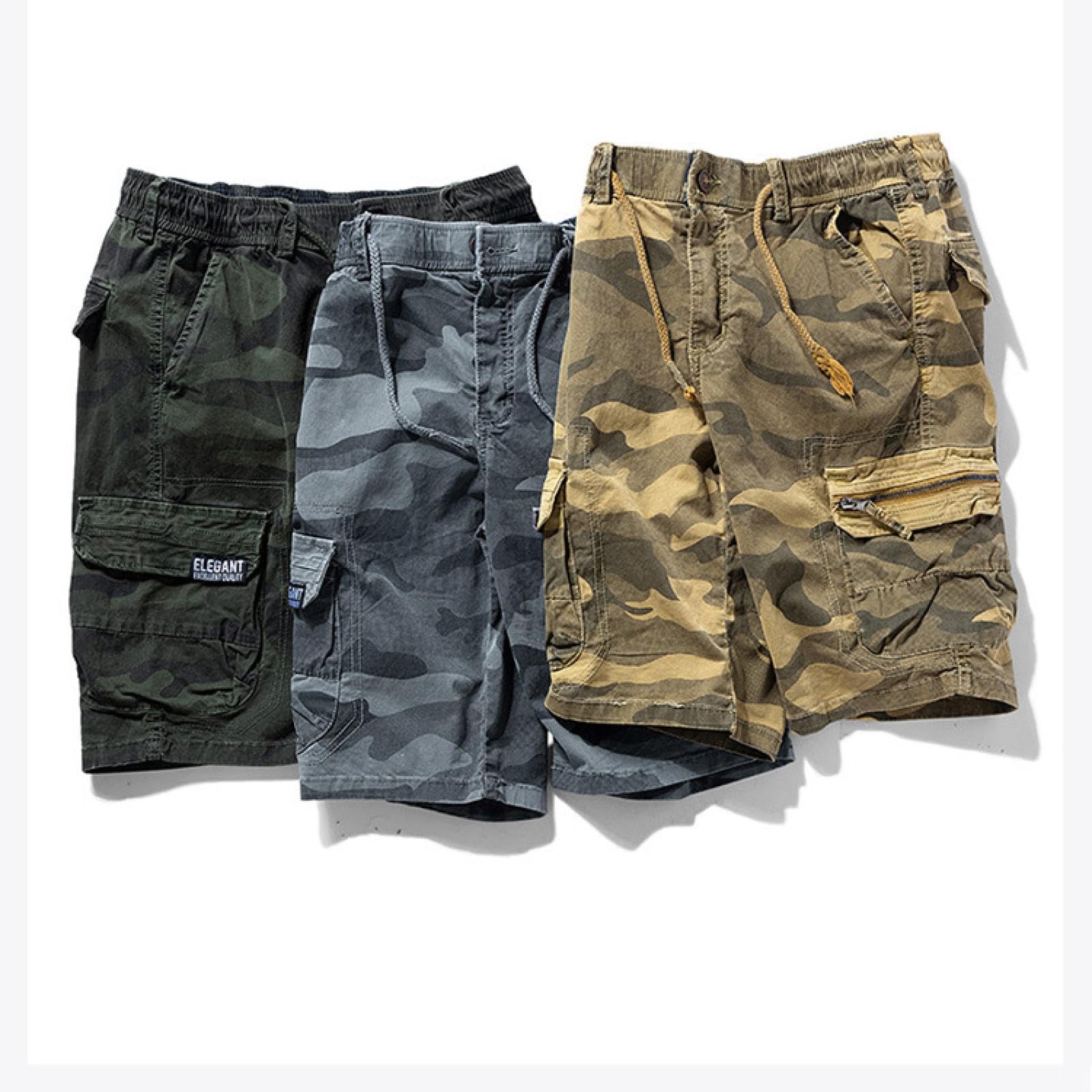 Pantaloncini Short Uomo Pantaloncini da Lavoro da Esterno da Strada Mimetici da Uomo Pantaloncini Elasticizzati