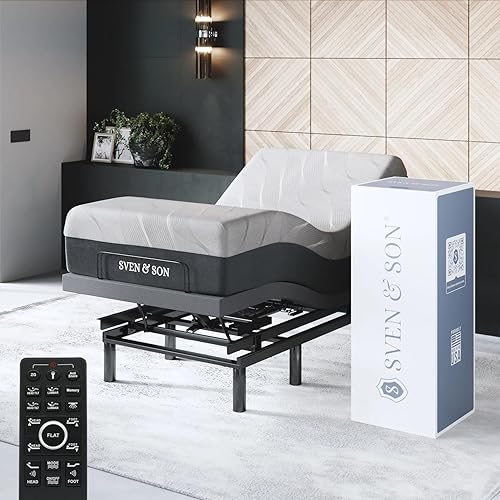 Miniatura 10 de Sven & Son Bliss Base de Cama Ajustable - Solo Armazón, Elevación de Cabeza y Pies, Soporte Lumbar, Inclinación de Almohada de Cabeza, Masaje, Luces