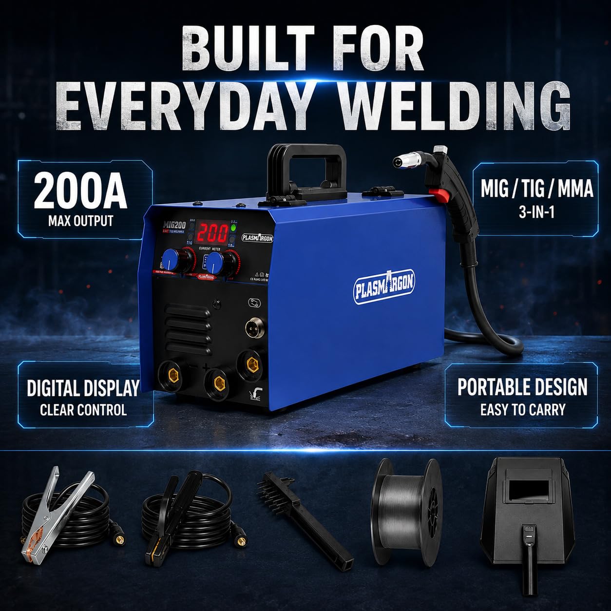 3-in-1 MIG Welder - MIG, TIG, Stick Welding Machine -8