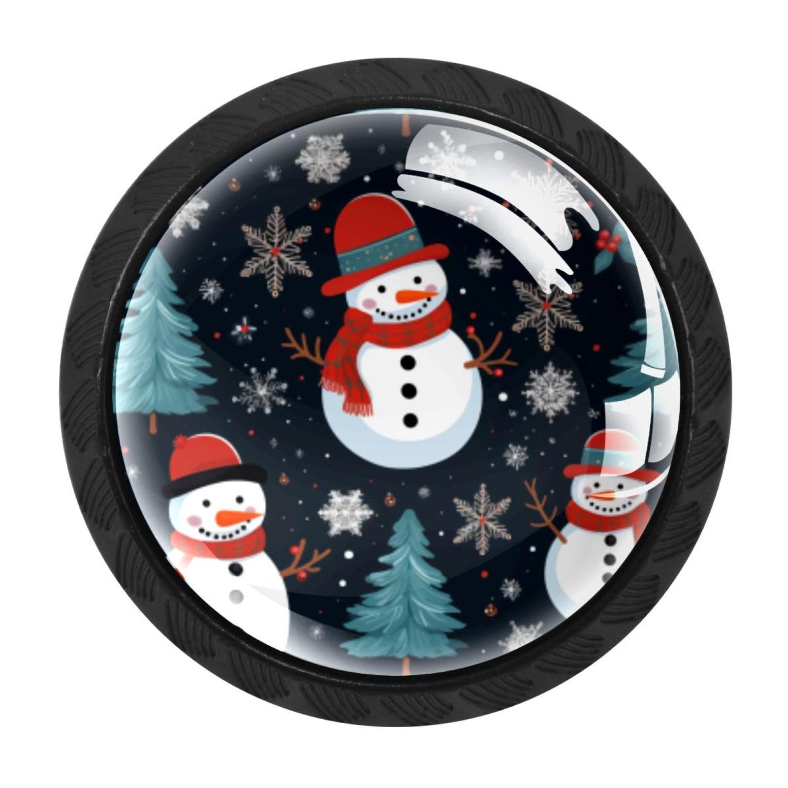 CHENZZZZ 4 Pack Christmas Snowman Kitchen Cabinet Knobs Drawer Knobs Dresser Knobs Matte Black Zinc Knobs Drawer Pulls Door Knobs Dresser Drawer Handles Knobs for Dresser Drawers