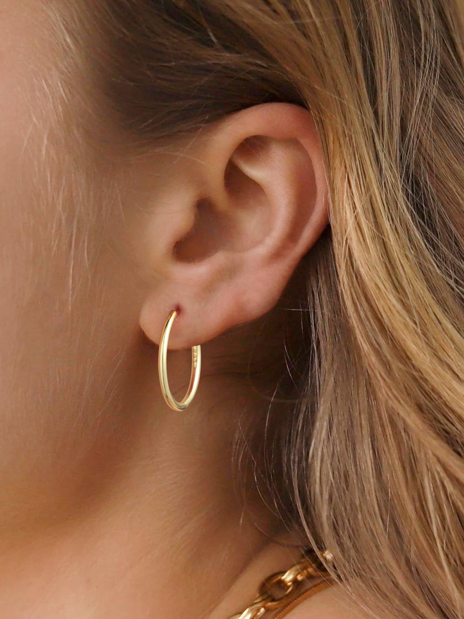 ChicSilver Creolen Gold Klein Ohrringe Silber 925 Rund Hoop Earrings Damen