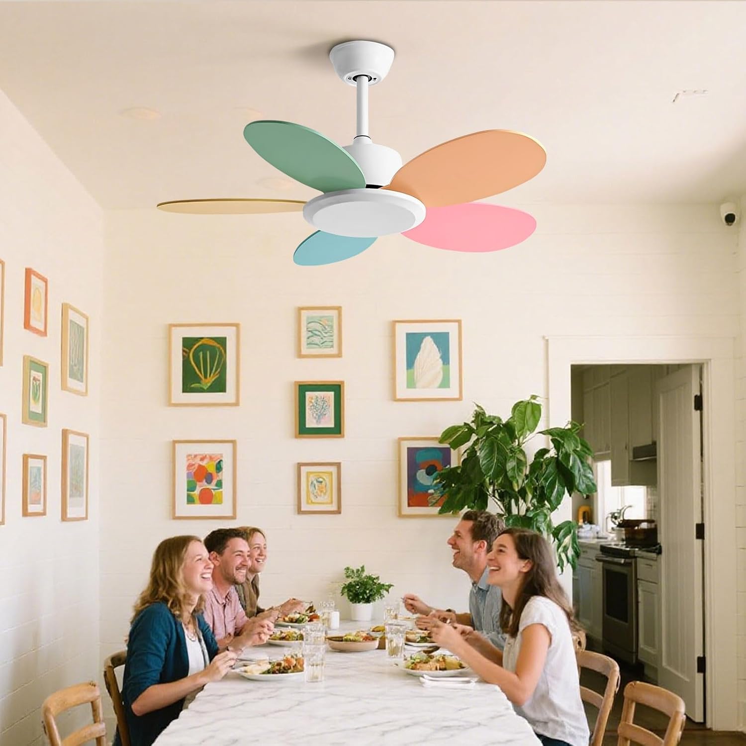 Colorful Ceiling Fans With Remote Control 6 Speeds Ceiling Fan No Light Modern Indoor Quiet Ceiling Fan Without Lights For Bedroom Living Room Dining Room Patio
