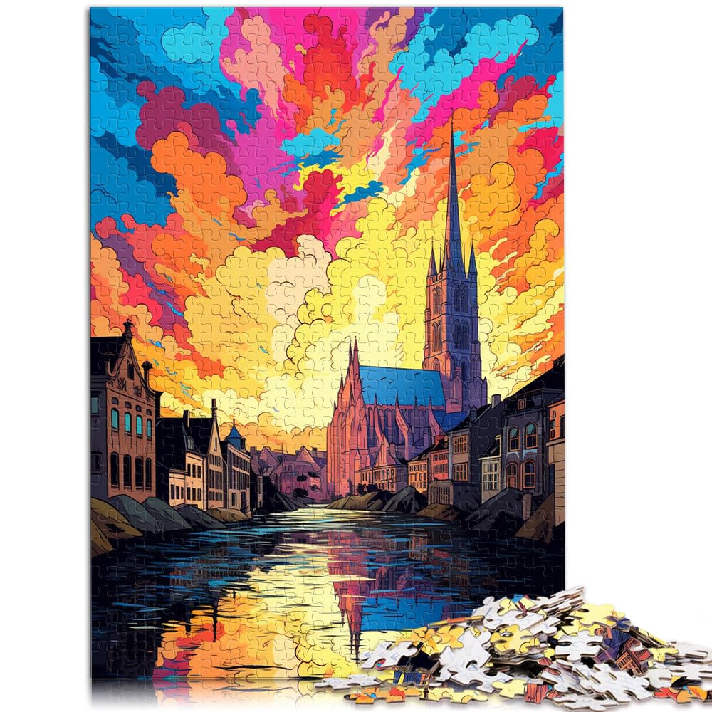 Jigsaws 2000 Pieces for Adults Ghent Stress Relief Toys Every Piece is Unique - Challenging Family Fun Game 27.56 in x39.37 in for 14 year olds โ image 1