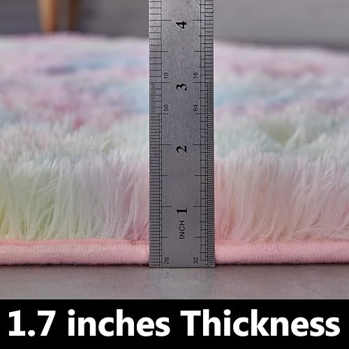 Miniatura 8 de FJZFING Alfombra redonda azul ultrasuave de felpa moderna de 7 x 7 pies para dormitorio de niños, alfombra circular esponjosa para cuarto de bebé,