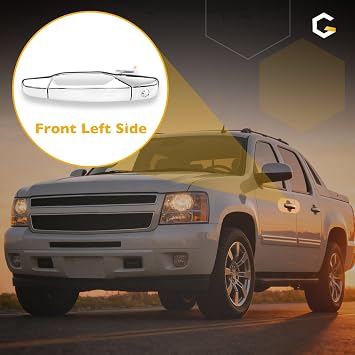 Exterior Chrome Door Handle Front Left Driver Side | Replacement for 2007-2013 Chevy Silverado Suburban Tahoe Avalanche GMC Sierra Yukon Cadillac Escalade | Replaces# 20828258, 22738721, 25960525