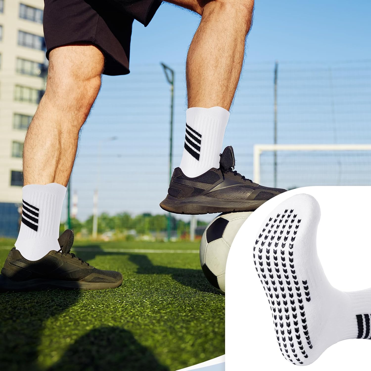 4Pairs Men's Soccer Socks Men Non Slip Football Socks Sports Grip Soccer Socks for Basketball Hikking Cycling - Image 2