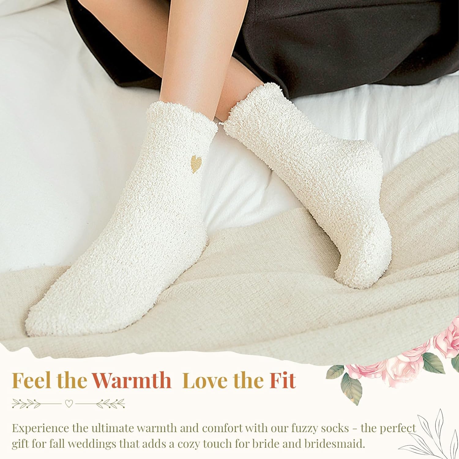 6 Pairs Fuzzy Socks Bridesmaid Proposal Gifts Set Cozy Soft Slipper Socks Wedding Party Favors for Women - Image 2