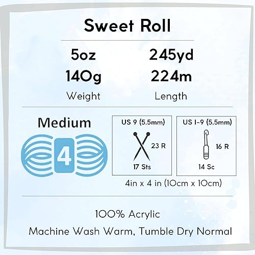 Miniatura 4 de Premier Yarns Sweet Roll Peaches & Cream Pop 1047-21 (6 madejas, el mismo lote de tinte) estambre mediano #4 de hilo acrílico para ganchillo y tejer