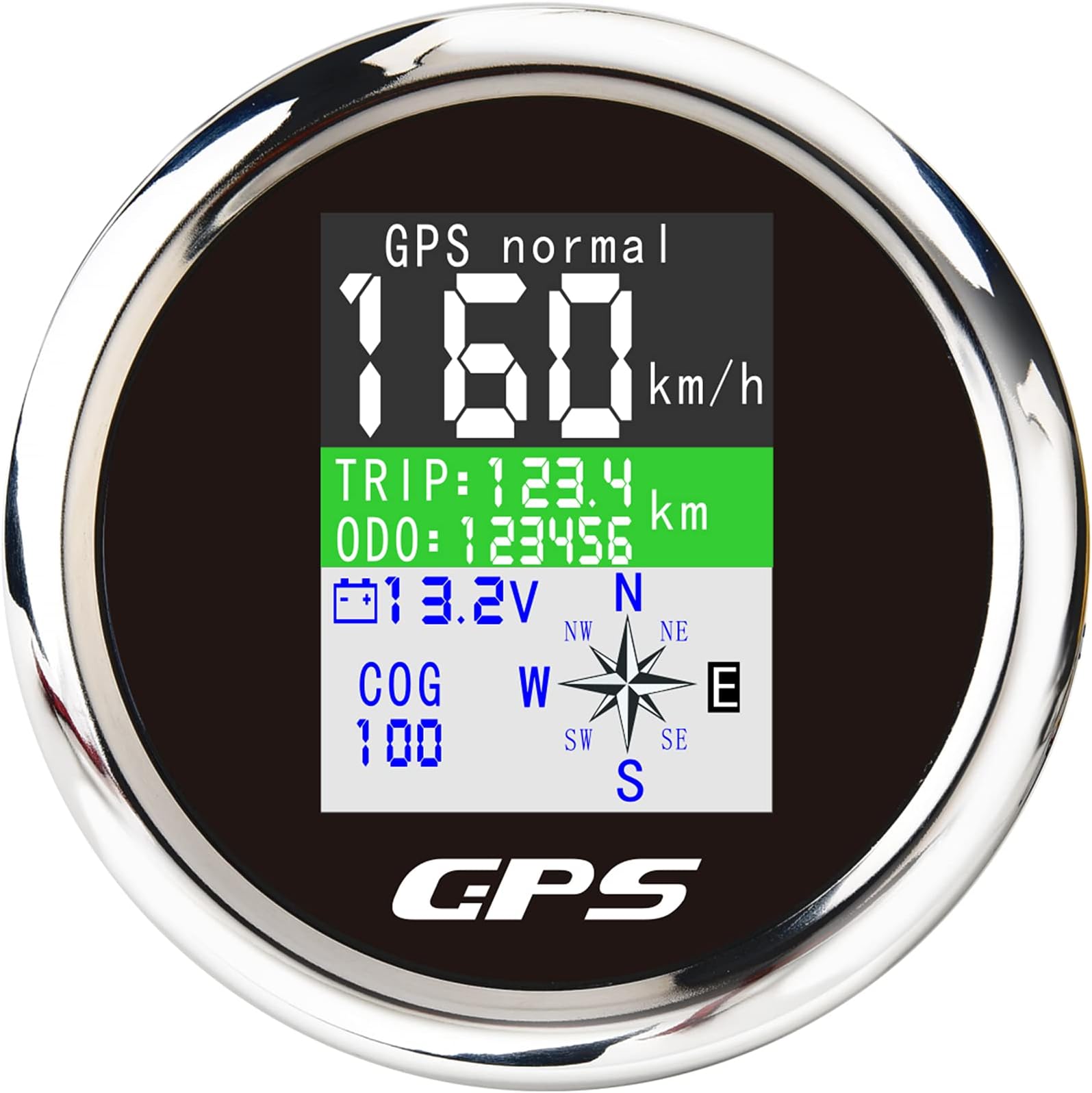 GPS Speedometer 3-3/8" 85mm Boat GPS Speedometer Odometer Waterproof Black Antenna TFT Screen Digital MPH Knots Km/h for Boat Marine 9-32V Car