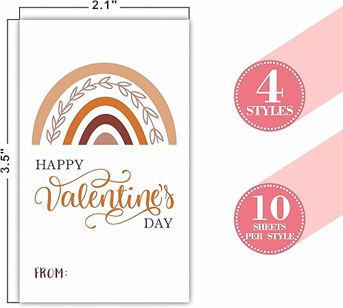 Miniatura 2 de Etiquetas de regalo para el día de San Valentín calcomanías autoadhesivas con temática de arco iris de San Valentín paquete de 40 etiquetas de