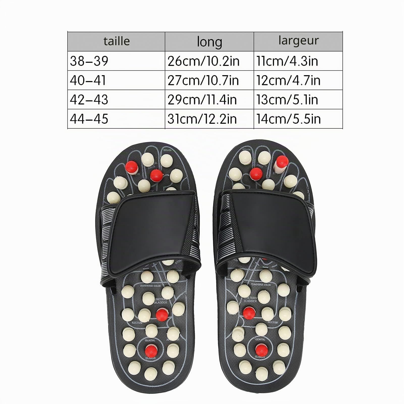 Pantoufles De Masseur De Pied Pantoufles D'Acupression Chaussons De Massage D'Acupression Chaussures De Reflexologie Pantoufles De RéFlexologie Pour La Douleur De Soulagement Du Stress Outils (42-43)
