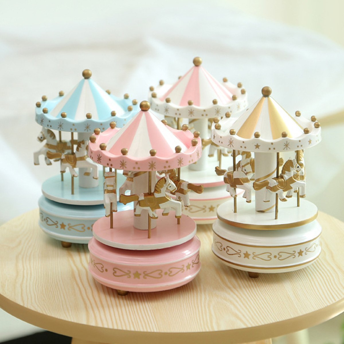 Amazon.com: Rardsay Vintage Pink Wooden Merry-Go-Round Horse