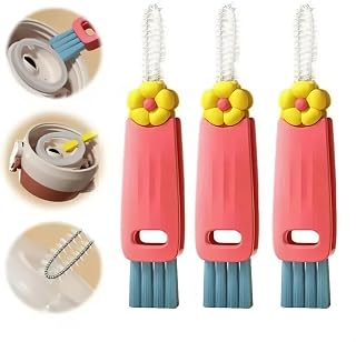 3 in 1 Cup Lid Cleaning Brush, 2025 New Multifunctional Water Bottle Cleaner Brush Set for Bottle Gap Tight Spaces Cup, Portable Cup Lid Gap Cleaner, Home Kitchen Crevice Brush Tools