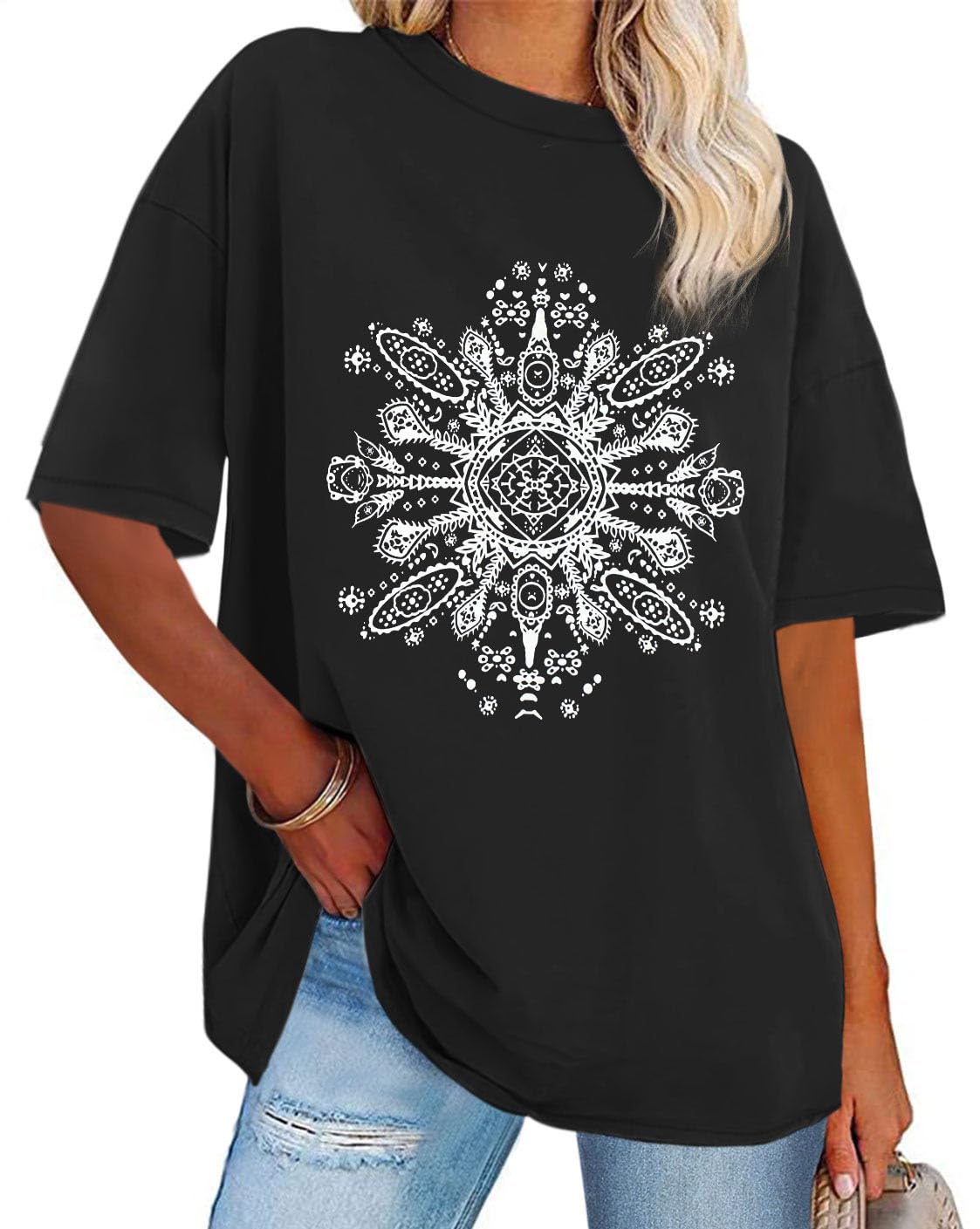 Womens Oversized Tshirt Graphic Tees Crew Neck Summer Short Sleeve Loose Fit Tops