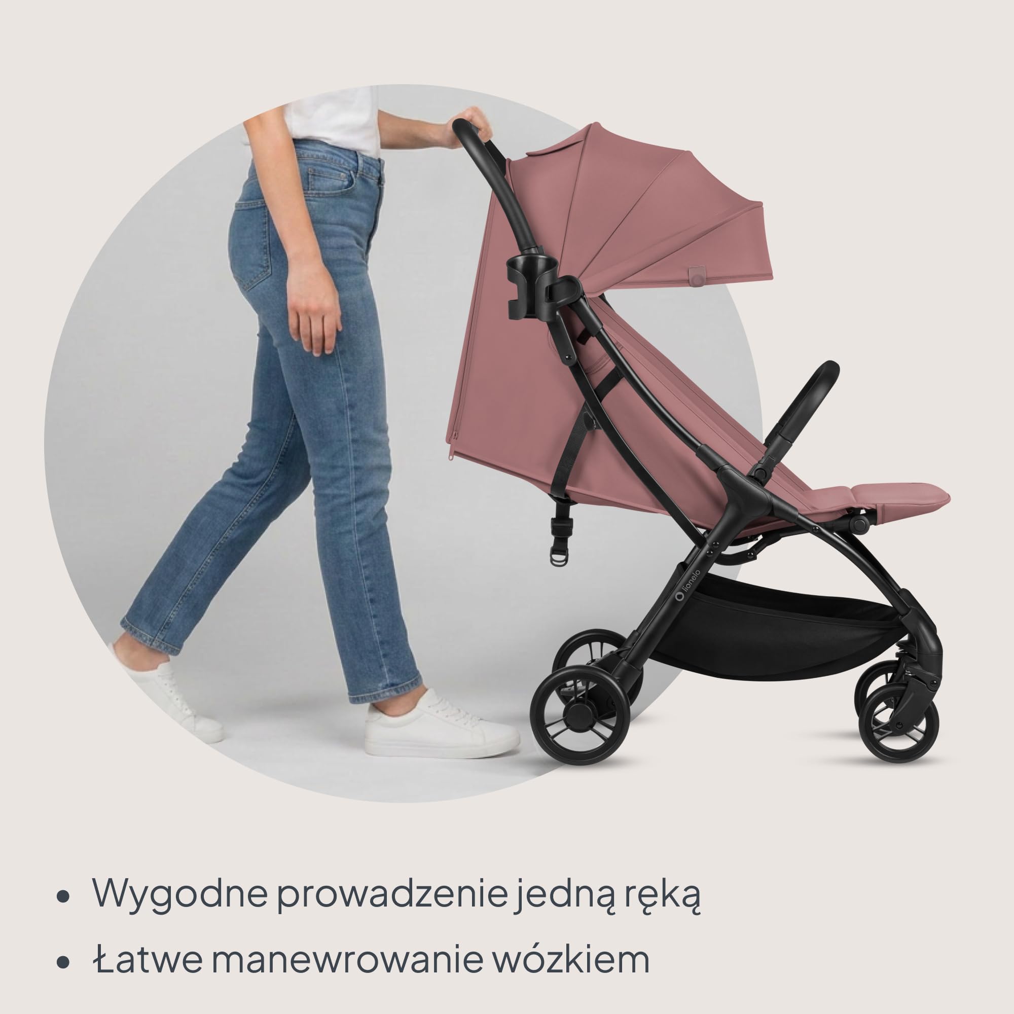 Lionelo Agia wózek podróżny do 22 kg, lekki wózek dziecięcy od 6 miesięcy, mały, składany, z funkcją automatycznego składania jedną ręką, funkcja leżenia, duża powierzchnia do siedzenia, zawieszenie