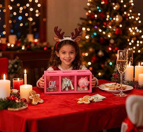 Miniatura 26 de Alcancía de madera para niños, caja de ahorro de dinero para adultos, bancos de niños para billetes y monedas, alcancía para niños y niñas, caja