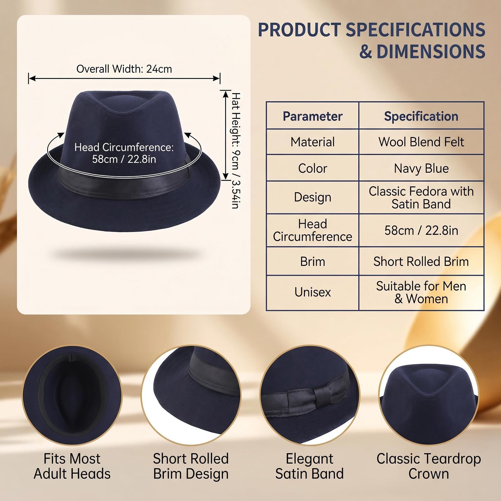 Upstore Cappello unisex Trilby Fedora anni '20 Panama Cappello Manhattan Gatsby con fascia Derby Cappello Jazz Cap