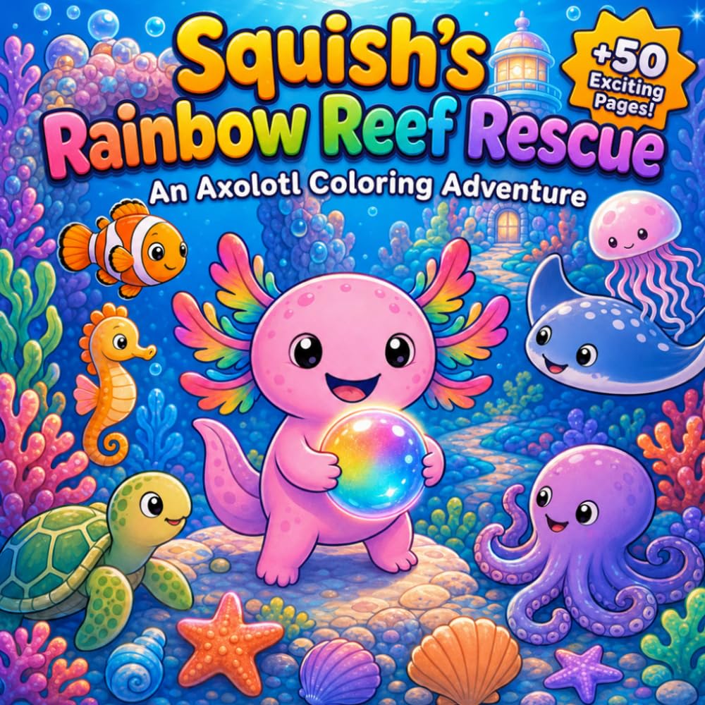Squish's Rainbow Reef Rescue: An Axolotl Coloring Journey (Squish's Underwater Adventures: A Coloring Series)