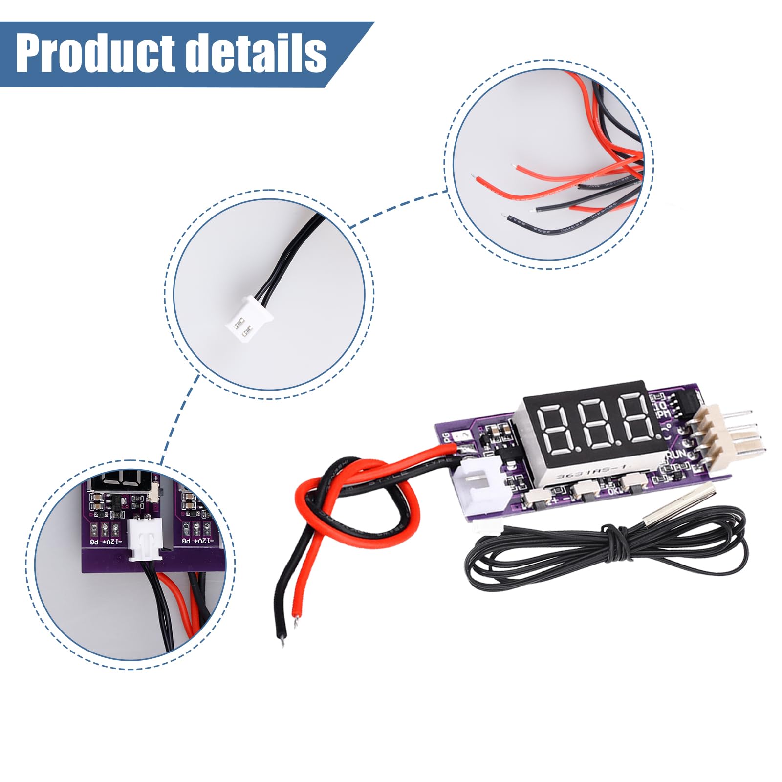 PWM Fan Speed Control Module, DC 12V 3A 4-przewodowy regulator wentylatora z dwiema sondami, moduł kontroli prędkości wentylatora, kontroler PWM, automatyczny czujnik NTC do wentylatora 3000