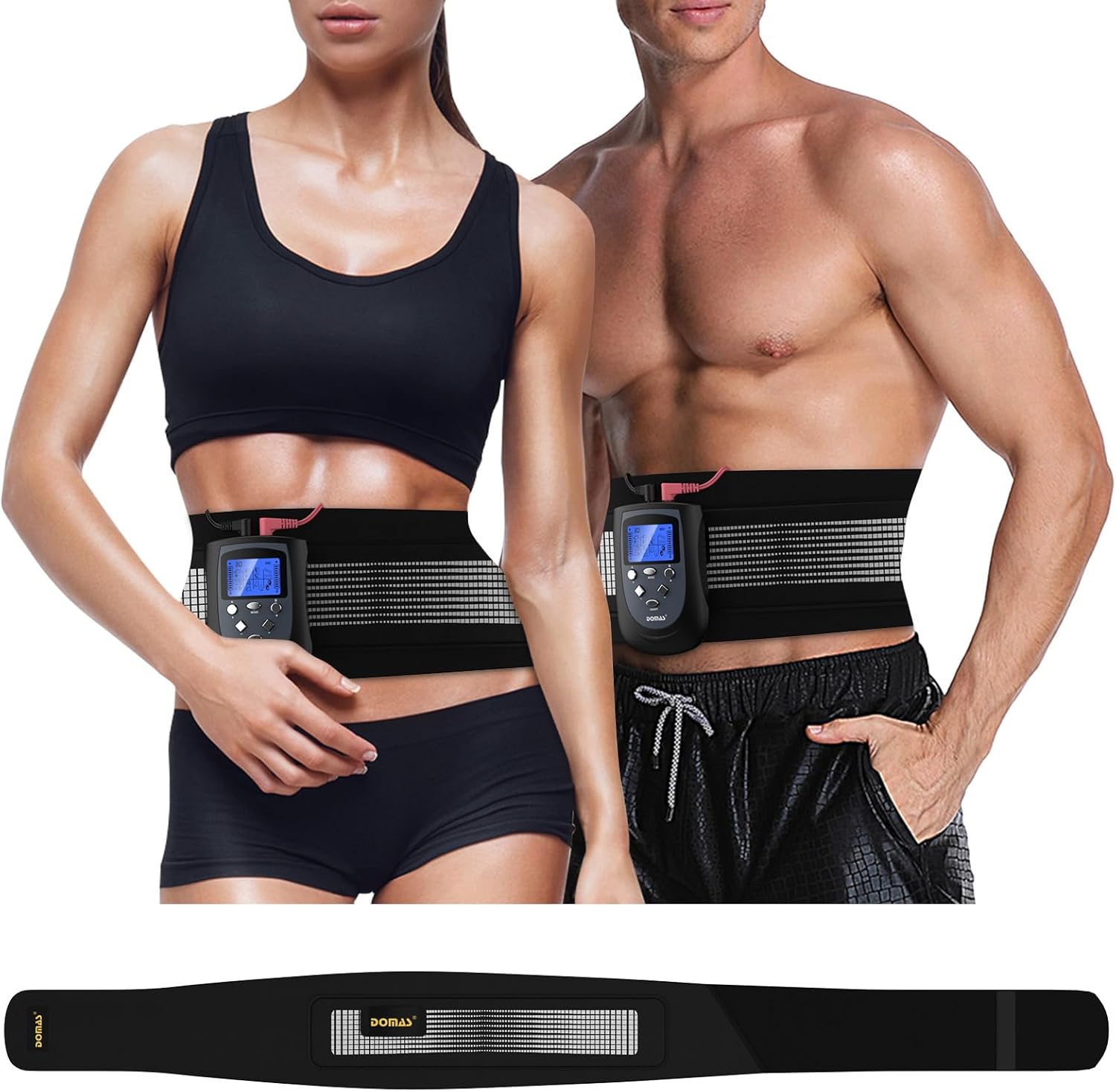 DOMAS Ab Belt EMS Abs Stimulator Muscle Toner, Electronic Abdominal Toning Belt, Portable Stomach Workout Training Device for Men and Women