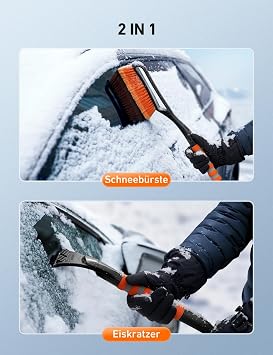 AstroAI Car Ice Scraper with Broom Snow Brush Removable 68 cm Long