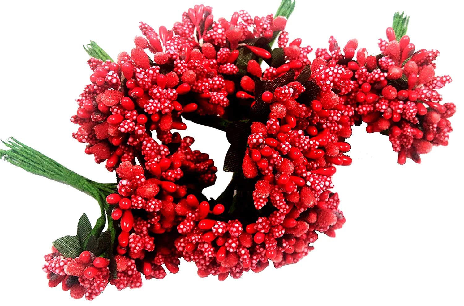 Delush DesignArtificial Pollen Flowers for Tiara Making and Jewelry Making 144Pcs pollens RED