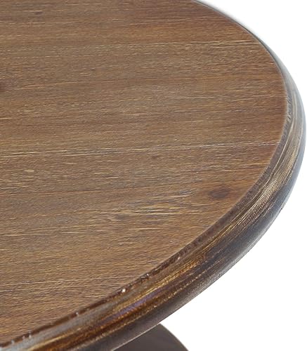 Miniatura 4 de FINECASA Mesa de centro de madera, mesa de centro redonda para sala de estar, mesa de cóctel redonda con almacenamiento, mesa de sofá con estante,