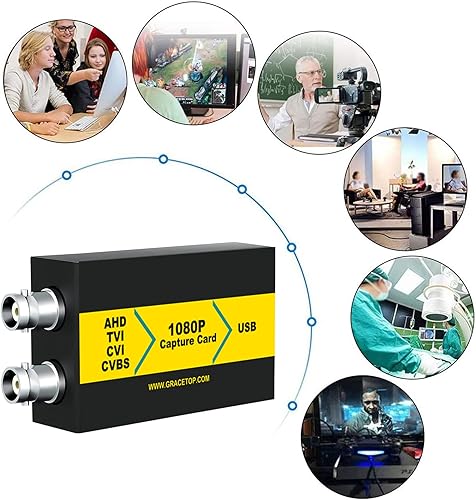 Miniatura 2 de Tarjeta de captura AHD con Loopout, 4 en 1 AHD/TVI/CVI/CVBS/AV/RCA a USB 3.0 Tarjeta de captura de video, tarjeta de captura CVBS 1080P para