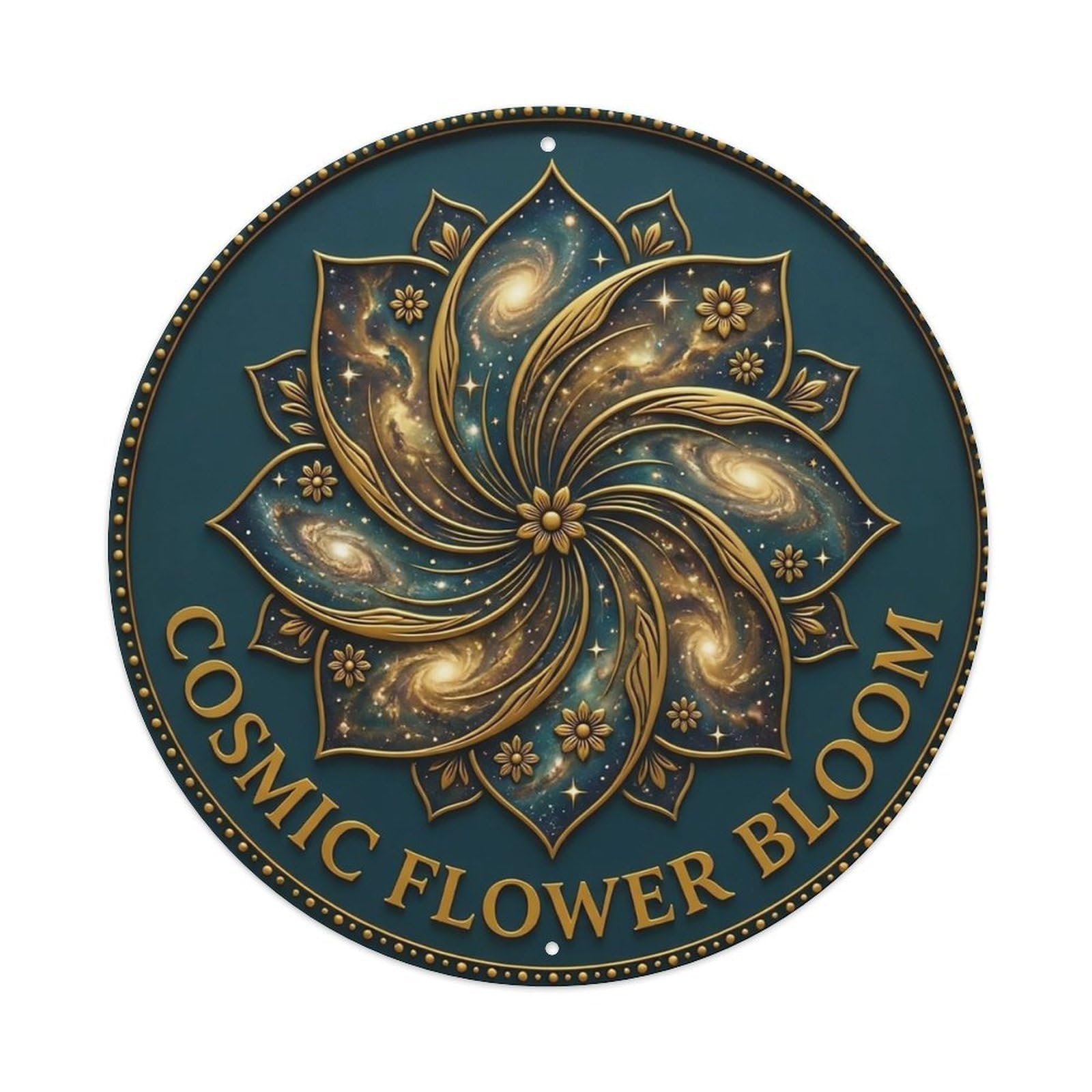 Vintage Cosmic Flower Bloom Flower Zen Yoga Metal Tin Sign