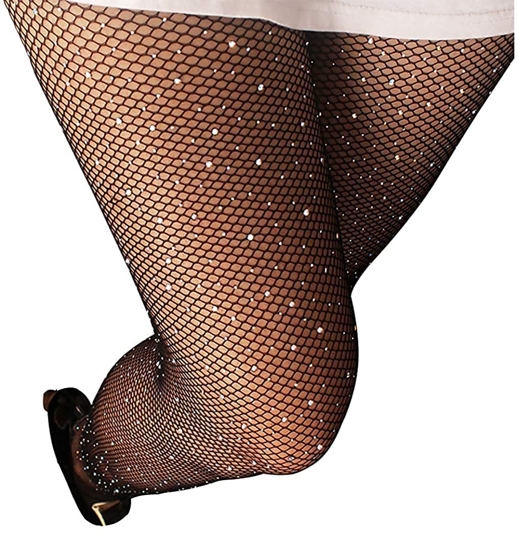 Fishnet Stockings Rhinestone High Waist Sparkly Tights for Women and Girls-image-32