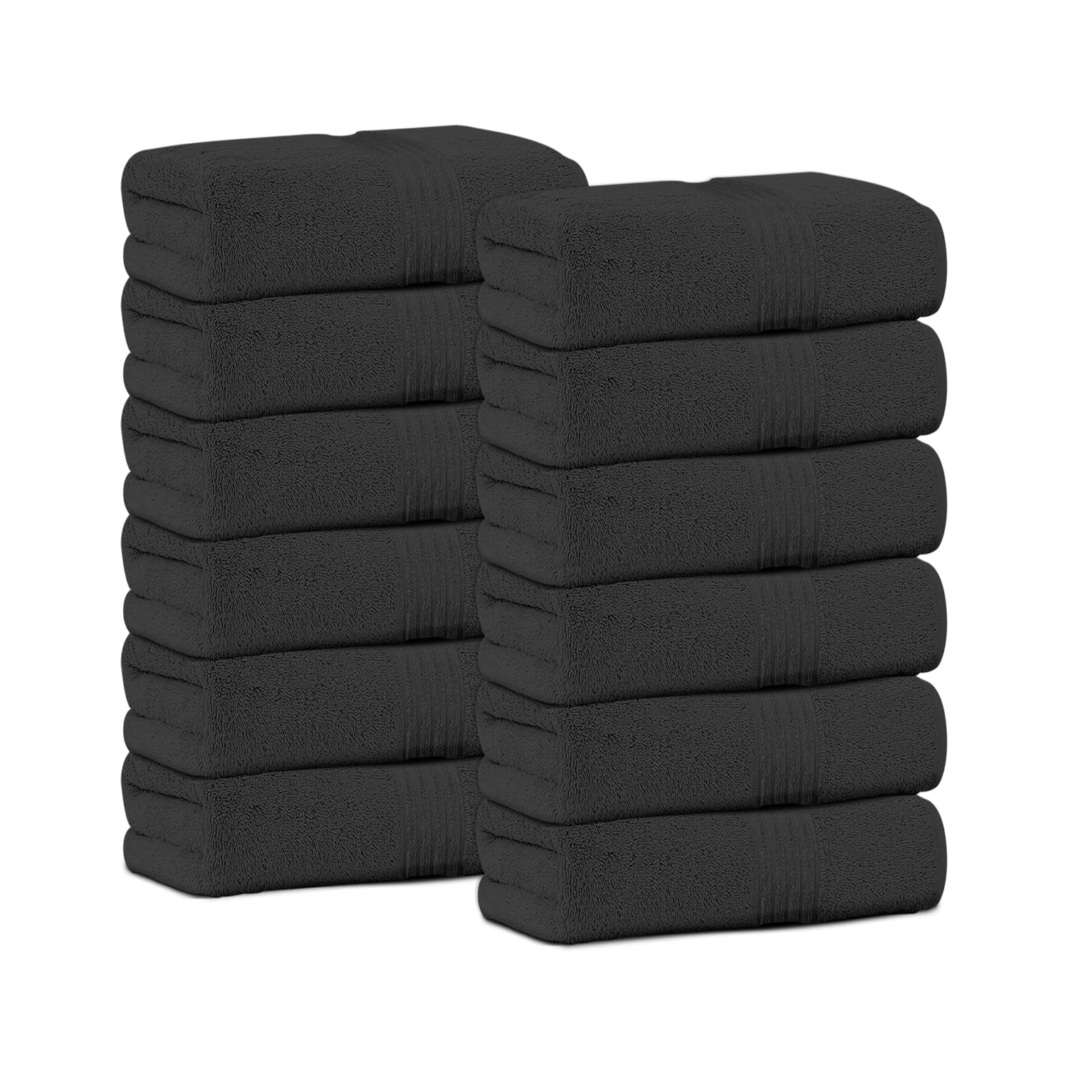Gc Gaveno Cavailia Black Flannel Face Cloth Towels - 30 X 30 Cm - 12 Pack