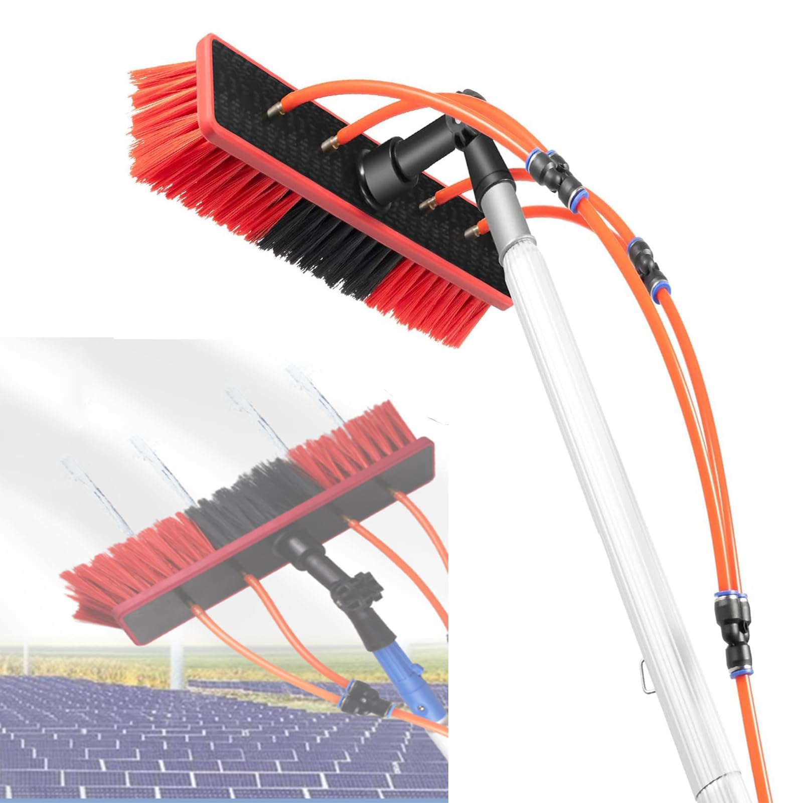 IUokLU Solar Panel Cleaning Brush and Pole Kit for Efficient Photovoltaic Panel, Window, and Vehicle Maintenance