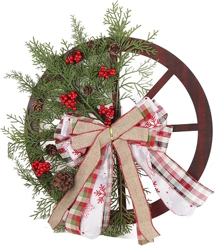 Corona de invierno, corona de Navidad para puerta delantera, corona de rueda de carro, corona de Navidad para puerta delantera, corona de Navidad