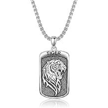 PROESS Eagle/Tiger/Wolf/Lion/Leopard/Sun Necklace for Men 925 Sterling Silver Tiger Eye Animal Jewelry Gifts for Chrismas Birthday