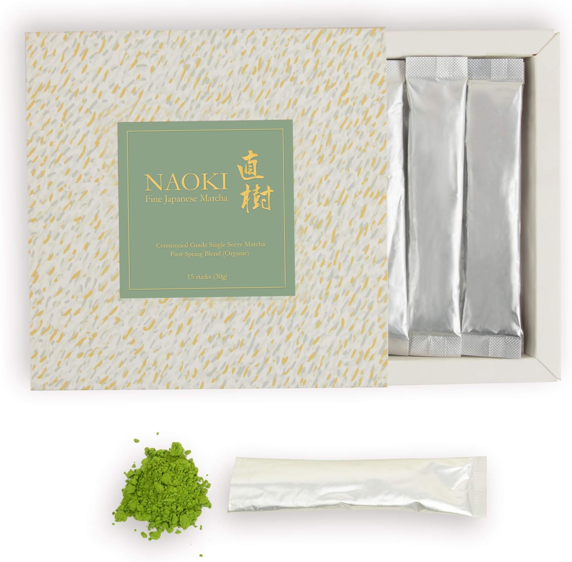 Single Serve Stick Pack Matcha - Authentic Japanese Matcha Green Tea Powder (Organic Ceremonial Blend 15 sticks x 0.7 ounces) from Kagoshima Japan