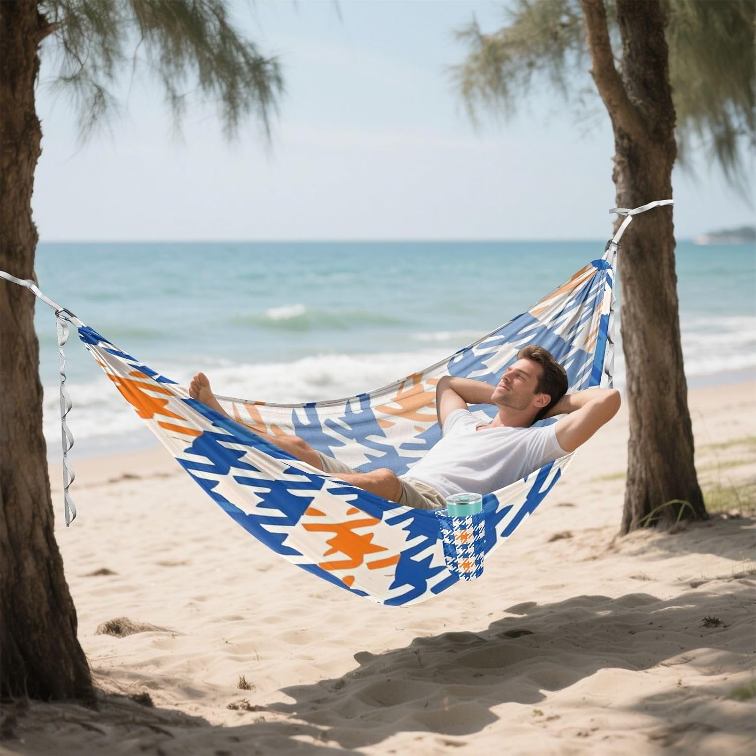 Houndstooth Orange Hammocks for Camping Portable Hammock for Camping Travel Accessories