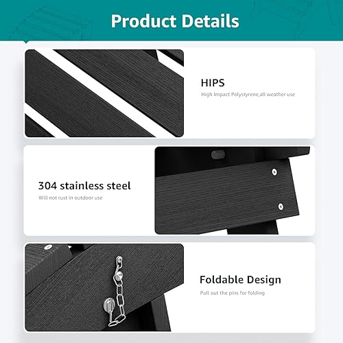 Miniatura 4 de SERWALL Otomana Adirondack plegable, reposapiés de exterior sin montaje, reposapiés de patio resistente a la intemperie para silla Adirondack, color