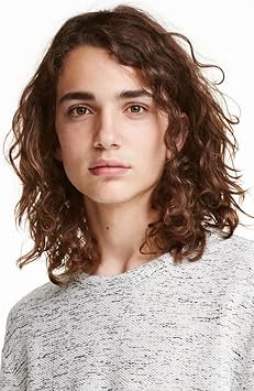 Long Wavy Brown Wig for Men Shoulder Length Side Part Heat Resistant Synthetic Cosplay Party Costume Wig