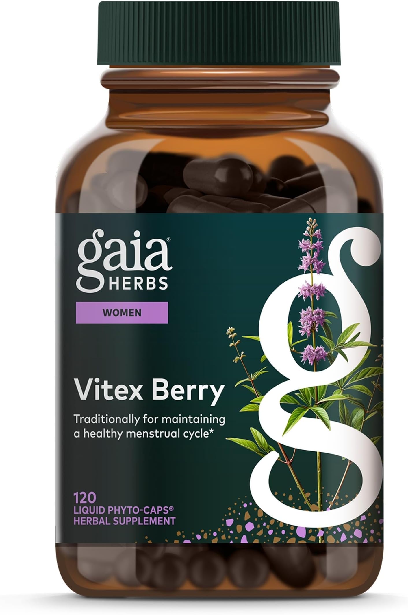 Gaia Herbs Vitex Berry - 1000 mg Organic Chaste Tree - Traditionally Used to Support Hormone Balance for Women & a Healthy Menstrual Cycle* - 120 Vegan Liquid Phyto-Caps (60 Servings)