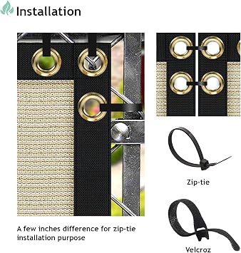 SunnyRoyal 3'x17' Privacy Fence Screen 180GSM Heavy Duty Windscreen Net Fabric Cloth with Brass Grommets Perspective Block UV Resistant Commercial Grade for Outdoor Patio Backyard Garden, Beige