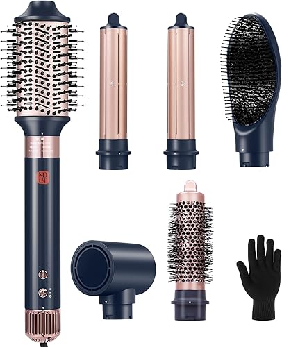 NDLT - Estilizador de cabello 6 en 1, secadora de pelo de iones negativos de alta concentración de iones negativos, cepillo para alisar, rizador,