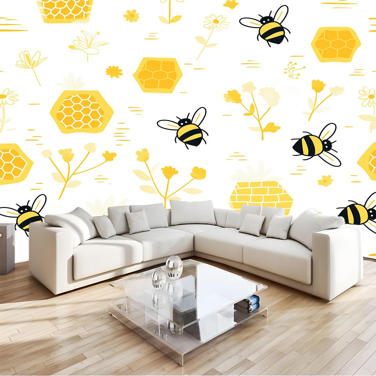 Tapeta 250 x 175 cm, tapeta ścienna, prosta tapeta o strukturze plastra miodu, tapeta na fizelinie, biała, obraz ścienny, tapeta ścienna do sypialni, salonu, pomieszczeń, nowoczesna tapeta ścienna
