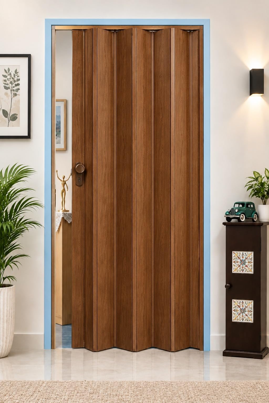 Pvc Folding Door (Sliding) 210CM X 100CM Dark Oak