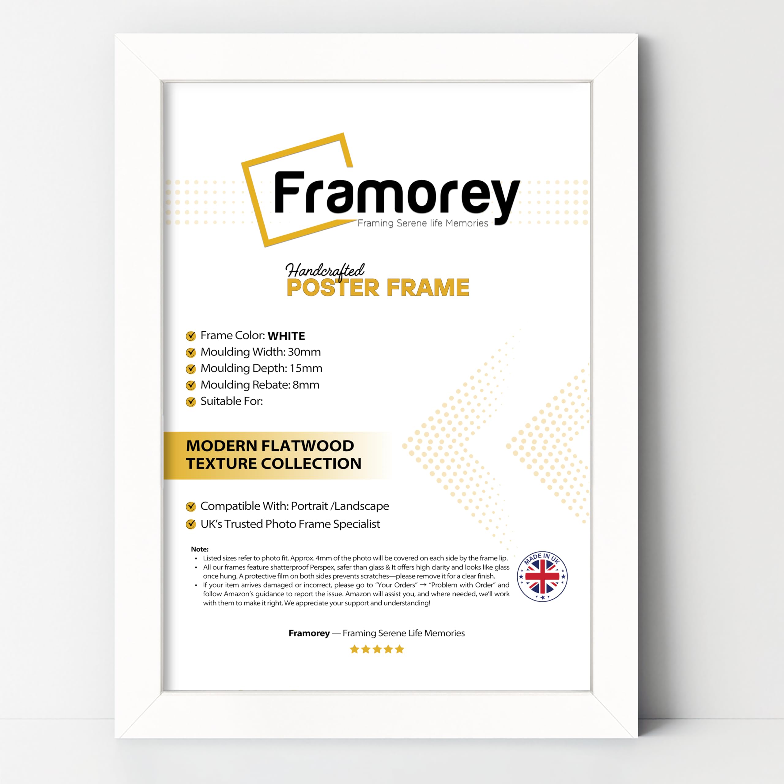 Framorey Framing Serene Life Memories White Framorey Modern Flat Picture Frames, Photo Frames 10X6 Inch Size Picture Frame, Collage Photo Frames For Wall Décor, Landscape & Horizontal Poster Frames, Various Sizes